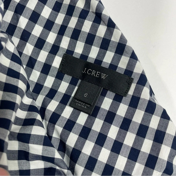 J Crew Gingham One Shoulder Top Blouse Blue H0857 - Picture 6 of 8